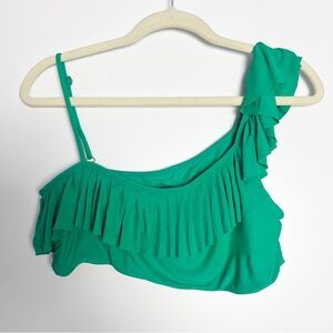 Lovers + Friends green ruffle swim top